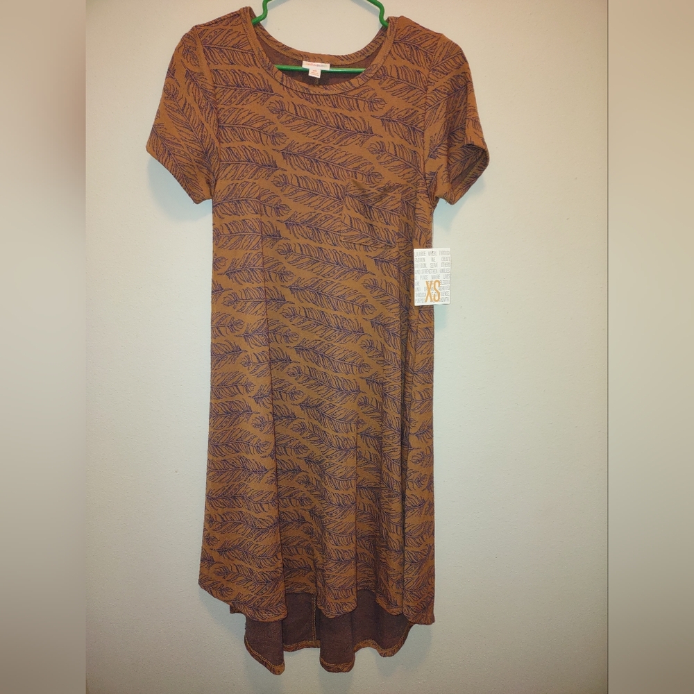 LulaRoe Carly S-X (2-4) Carmel Brown High Low Hemline